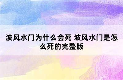 波风水门为什么会死 波风水门是怎么死的完整版